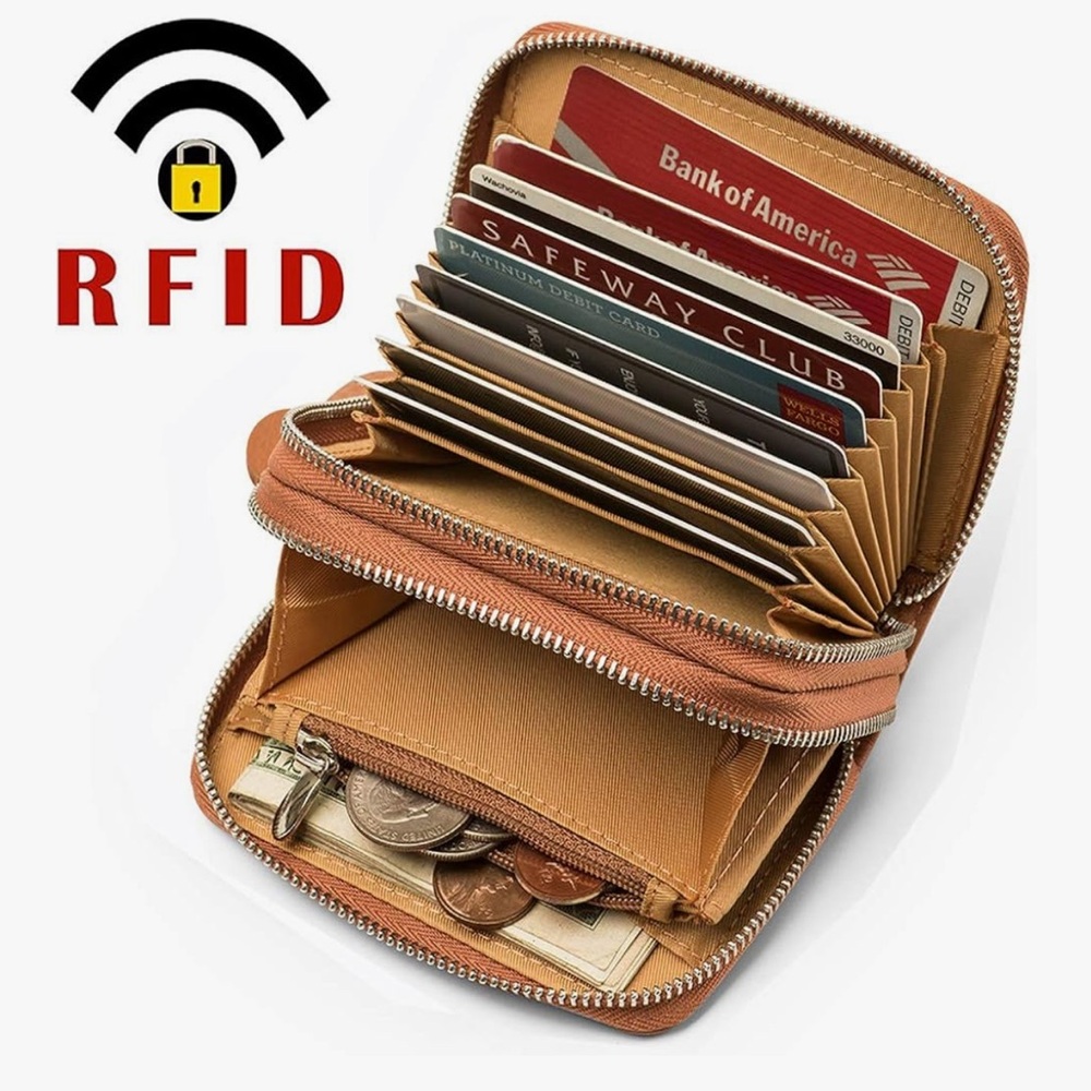 RFID Blocking Brown Leather Wallet